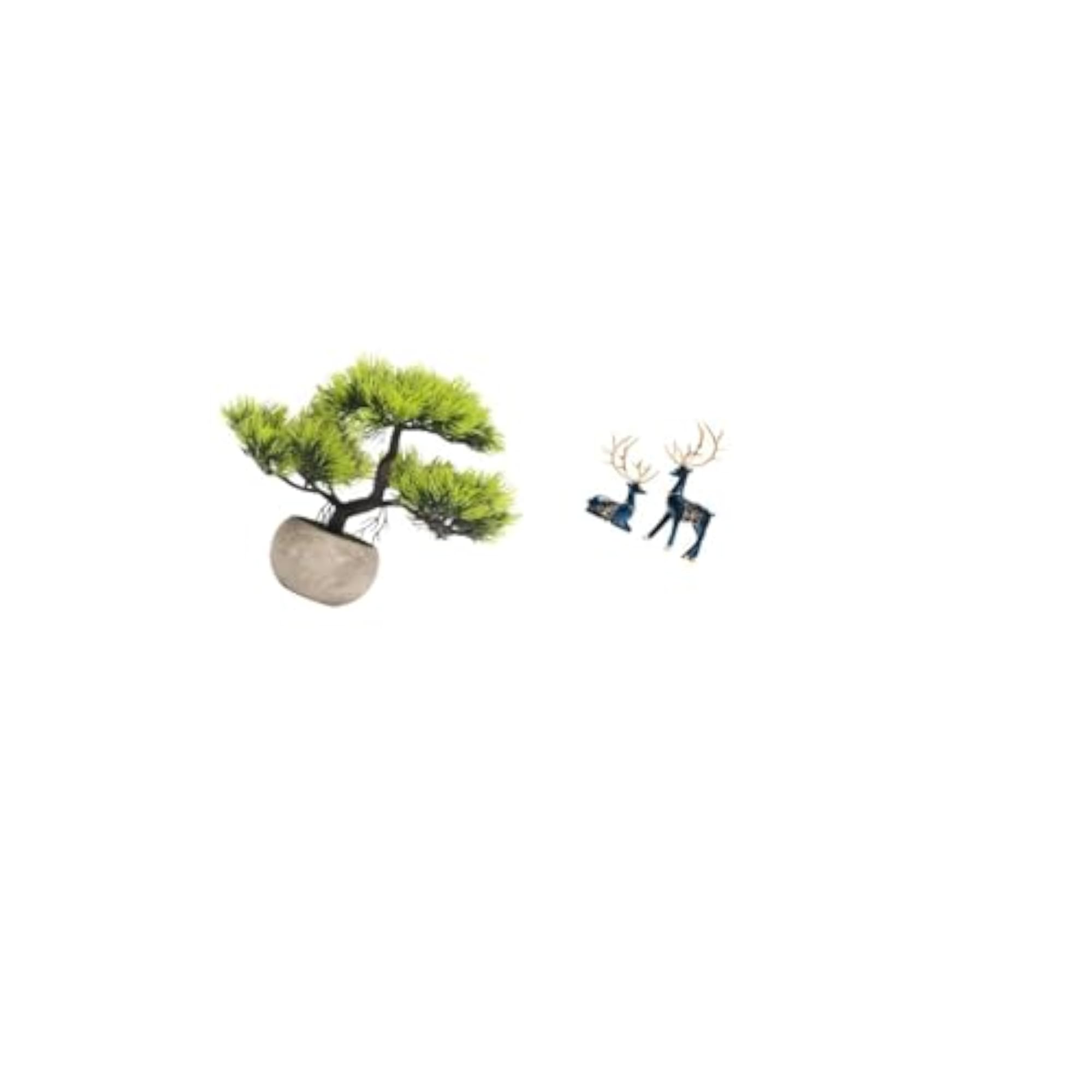Enchanting Greenery Bonsai and Reindeer Statue Collection